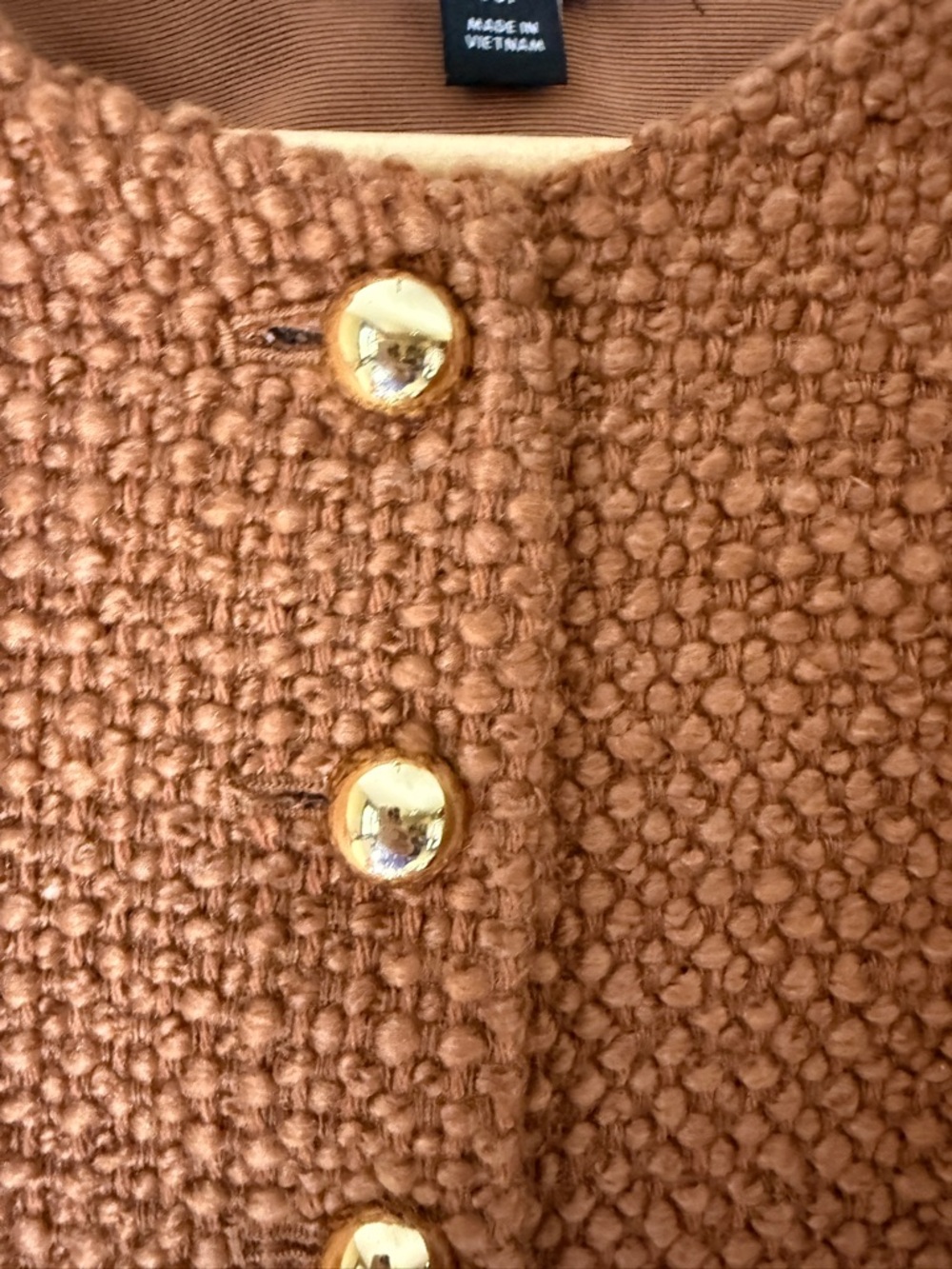 Ann Taylor Rust Brown Textured Cropped Bouclé Jacket Xxsp - Picture 4 of 8